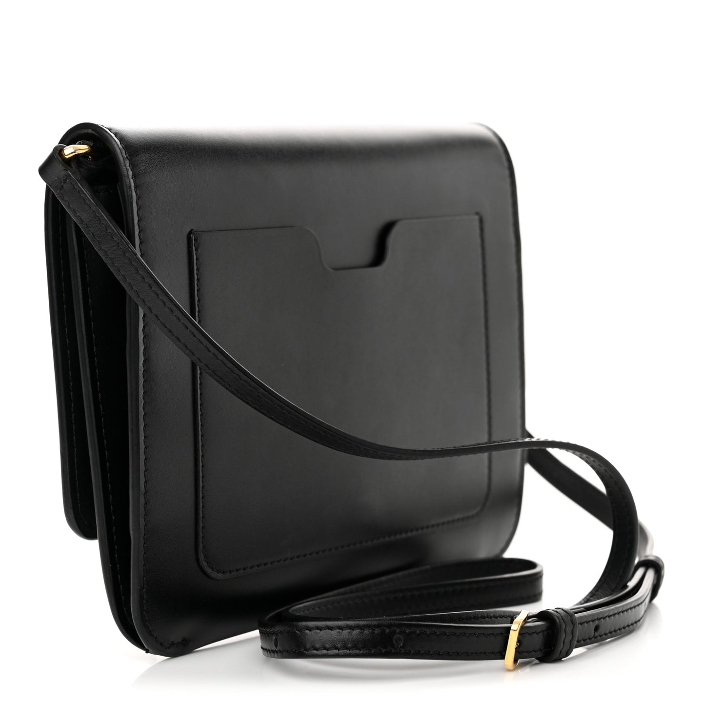 Calfskin Monogram TB Mini Flat Crossbody Bag Black