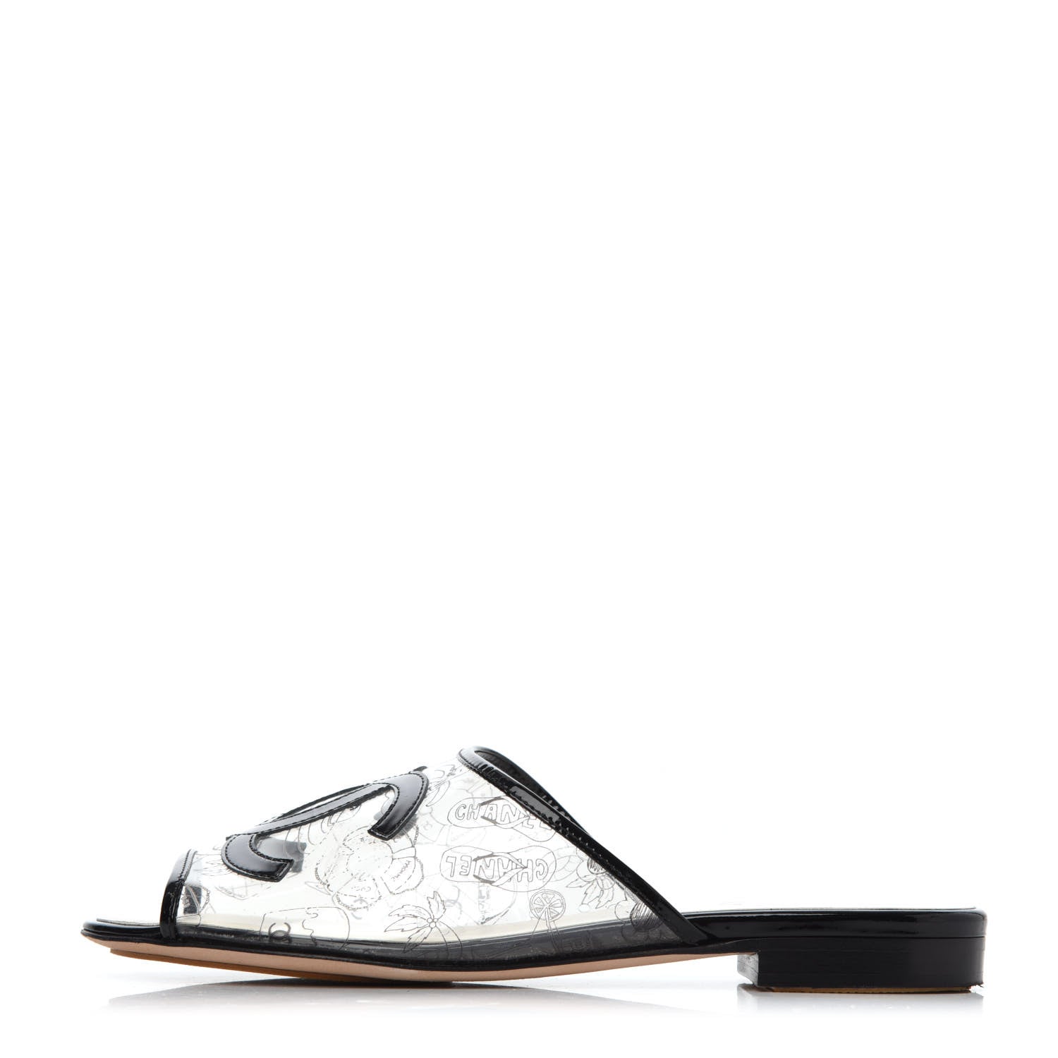 Chanel Patent PVC CC Sandal Mule 37 Black 2 of 32
