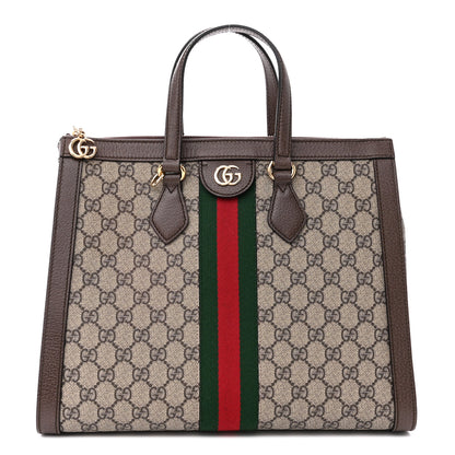 Gucci GG Supreme Monogram Web Medium Ophidia Tote Bag Brown 1 of 10