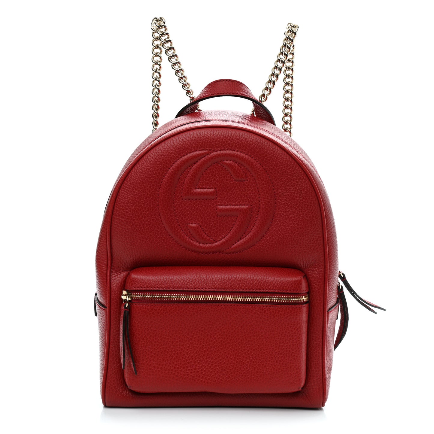 Pebbled Calfskin Soho Chain Backpack Hibiscus Red