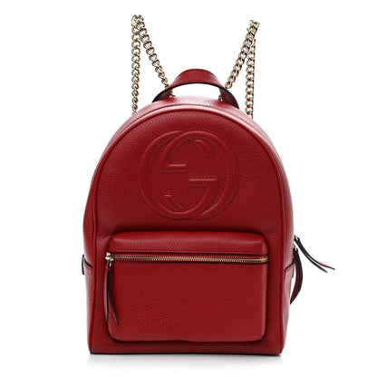 Gucci Pebbled Calfskin Soho Chain Backpack Hibiscus Red 1 of 9