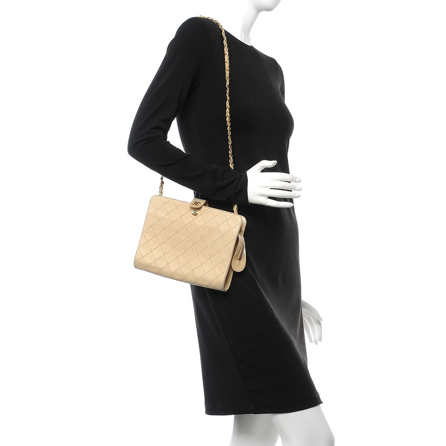 Chanel Lambskin Quilted Tassel Chain Bag Beige 2 of 11