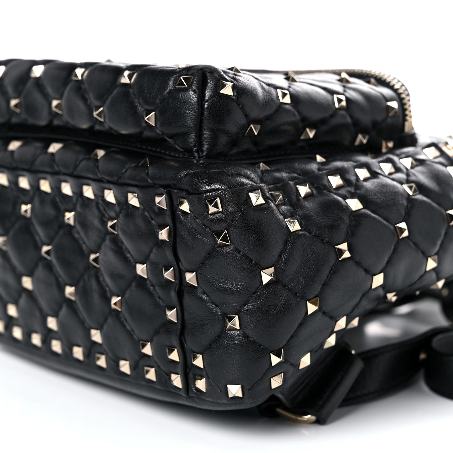 Nappa Quilted Small Rockstud Spike Backpack Black