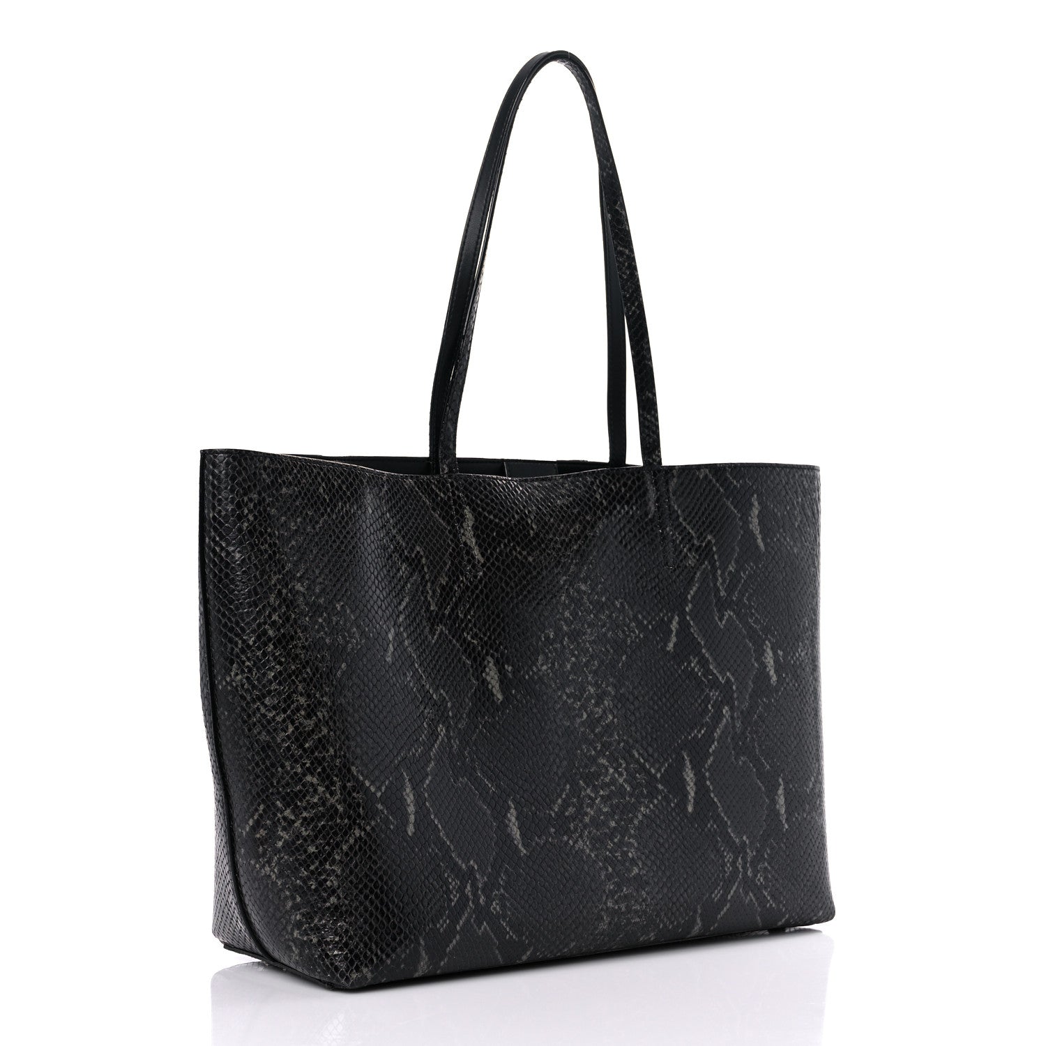 Jimmy Choo Snakeskin Embossed Calfskin JC Tote Anthracite 2 of 13