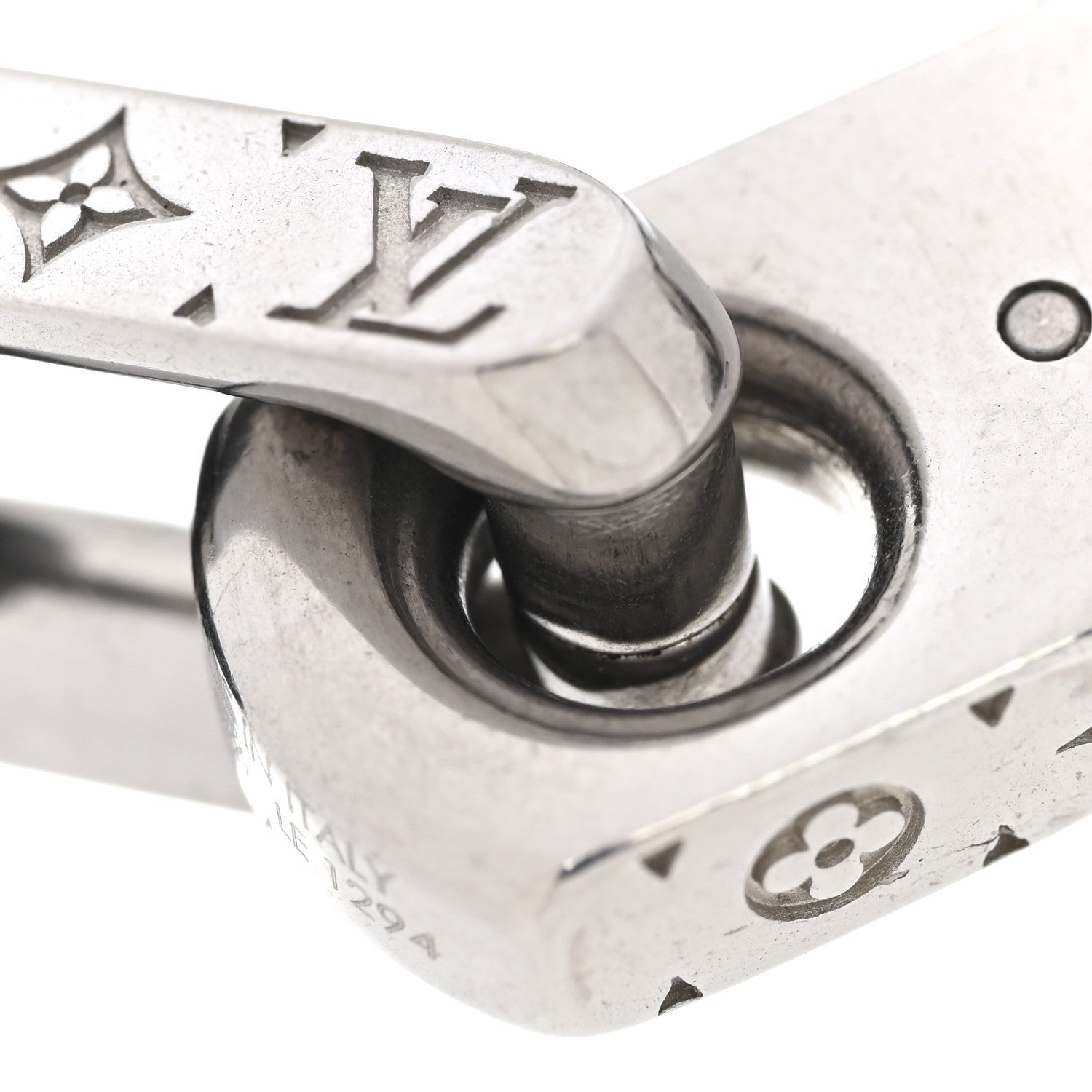 Louis Vuitton Metal Monogram Chain Bracelet Silver Black 1794411