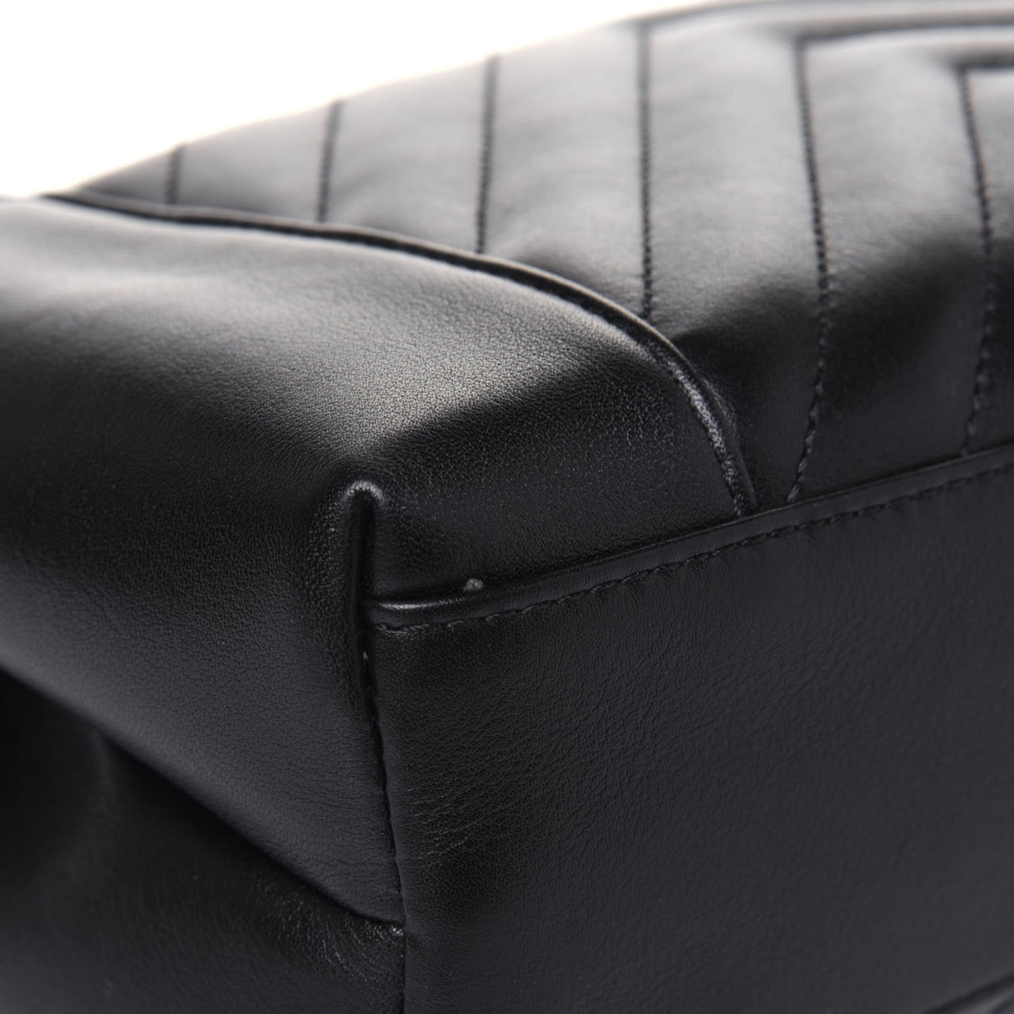 Calfskin Quilted Small Daily Chevron Flap Black