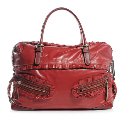 Gucci Leather Ruffle Sabrina Boston Tote Rouge 1 of 7
