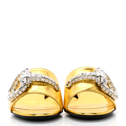 Gucci Suede Crystal Maxine Horsebit Slide Sandals 37 Gold 2 of 11