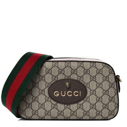 Gucci GG Supreme Monogram Web Neo Vintage Shoulder Bag Beige New Acero Crop 1 of 10