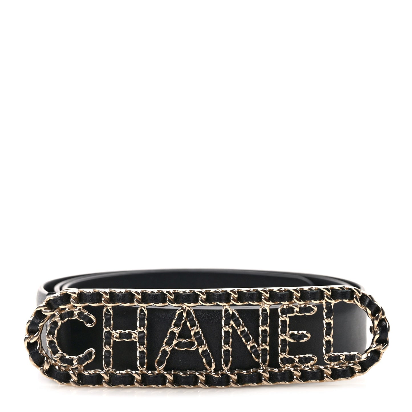 Calfskin CC Chain Vintage Allure Logo Belt 85 Black