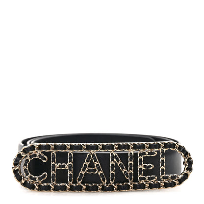 Chanel Calfskin CC Chain Vintage Allure Logo Belt 85 Black 1 of 6