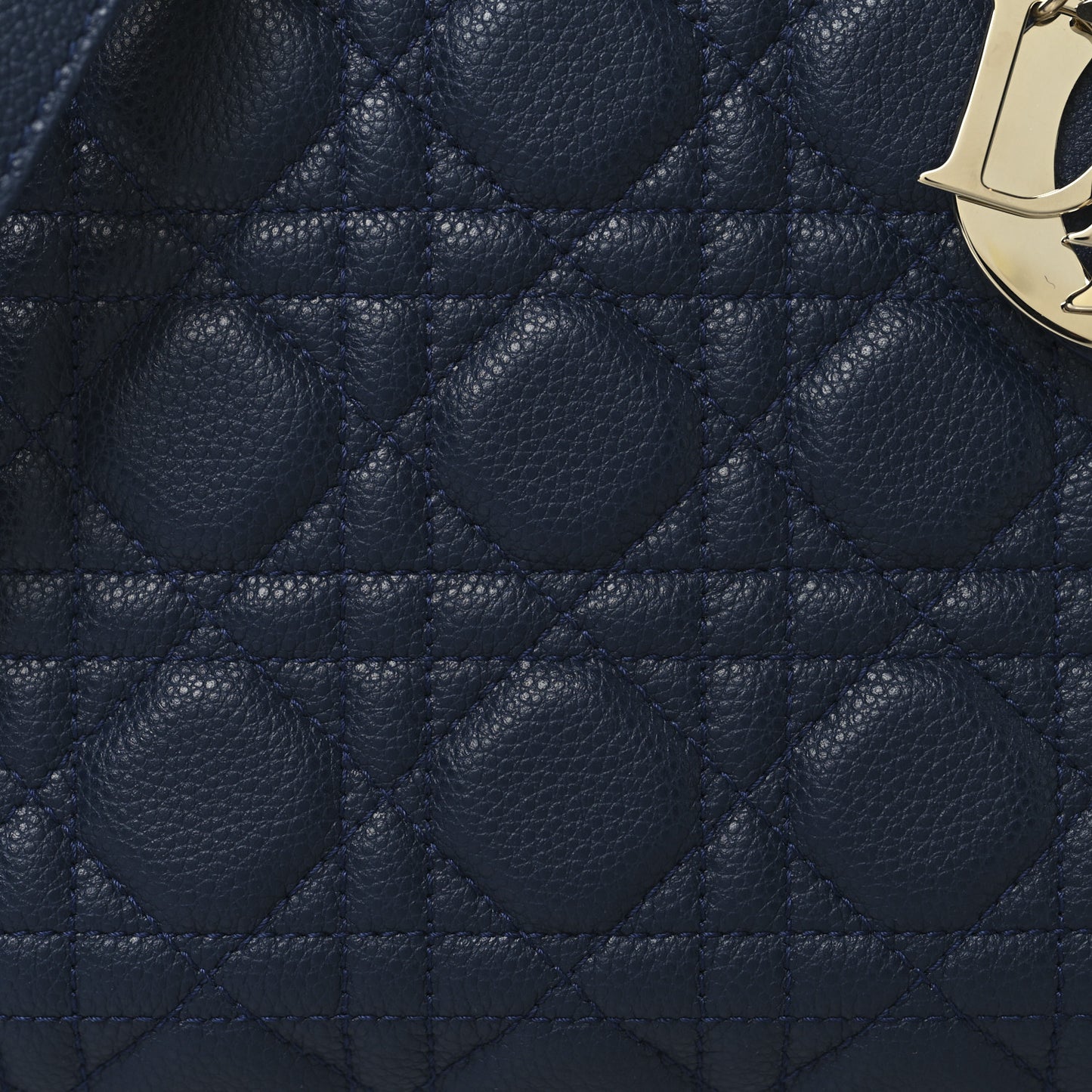 Grained Calfskin Cannage Medium Lady Dior Ocean Blue
