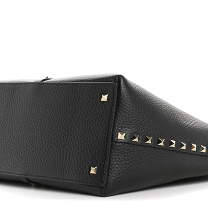 Valentino Garavani Grained Calfskin Rockstud Shopping Bag Black 9 of 10