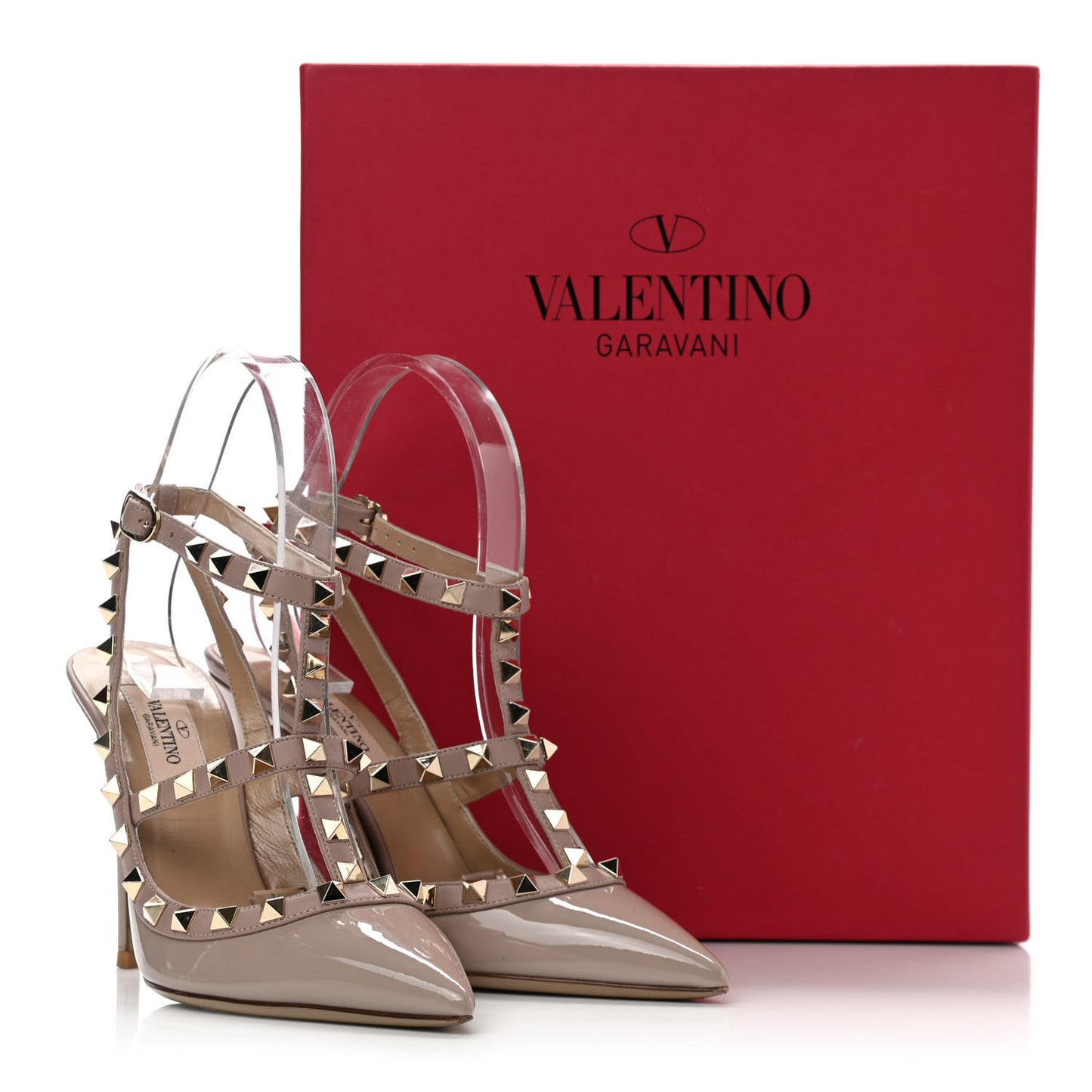 Patent Rockstud Ankle Strap 100mm Pumps 36 Poudre