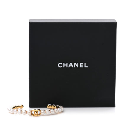 Chanel Pearl CC Cuff Bracelet M Gold Pearly White 5 of 5