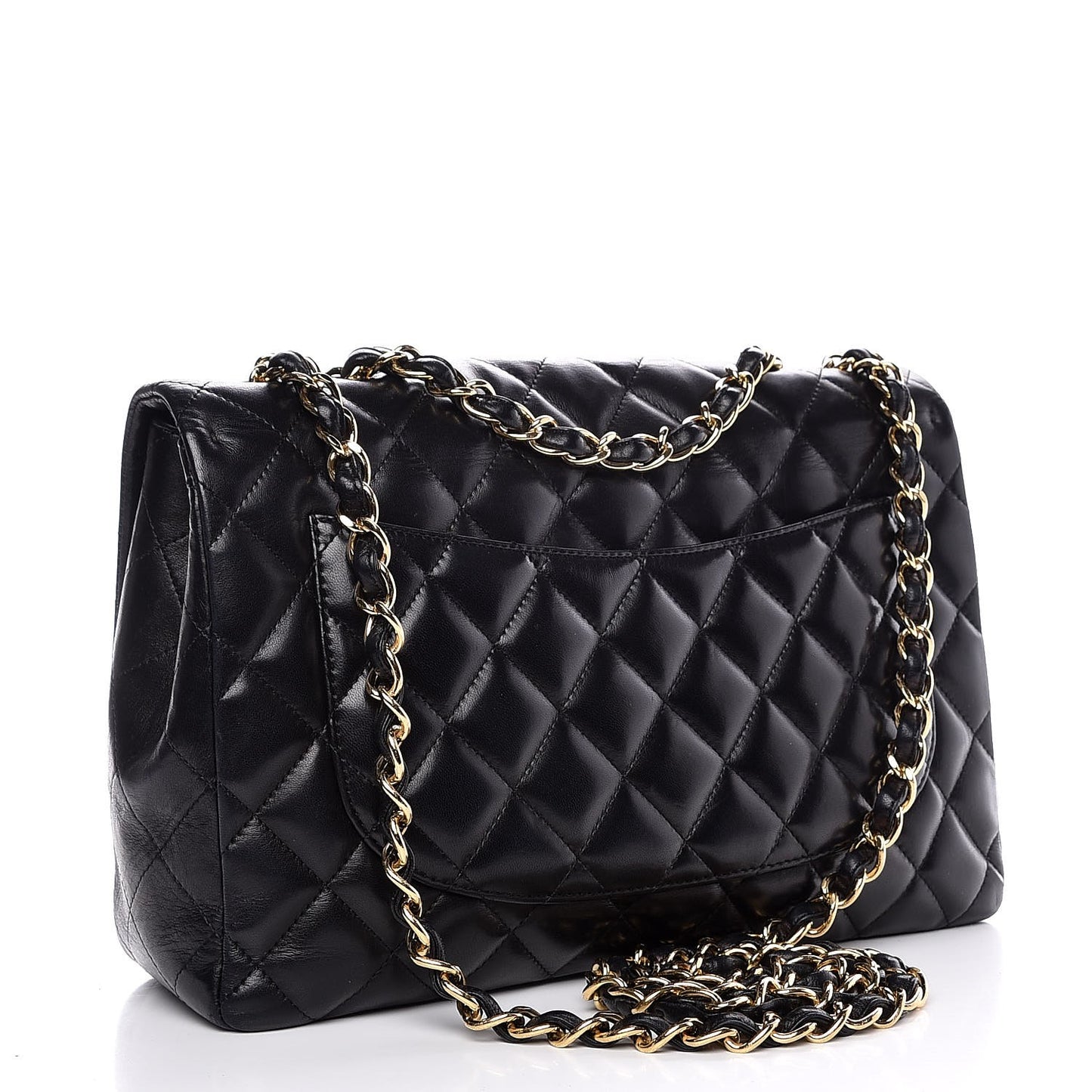 Lambskin Quilted Jumbo Single Flap Black