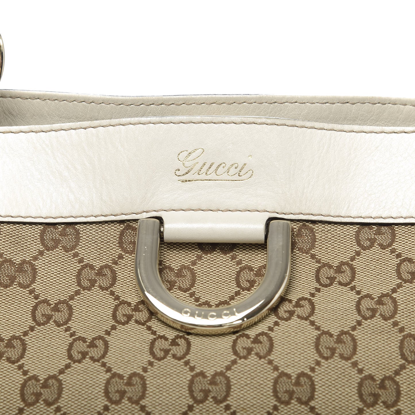 Monogram Medium D Gold Tote Bag White