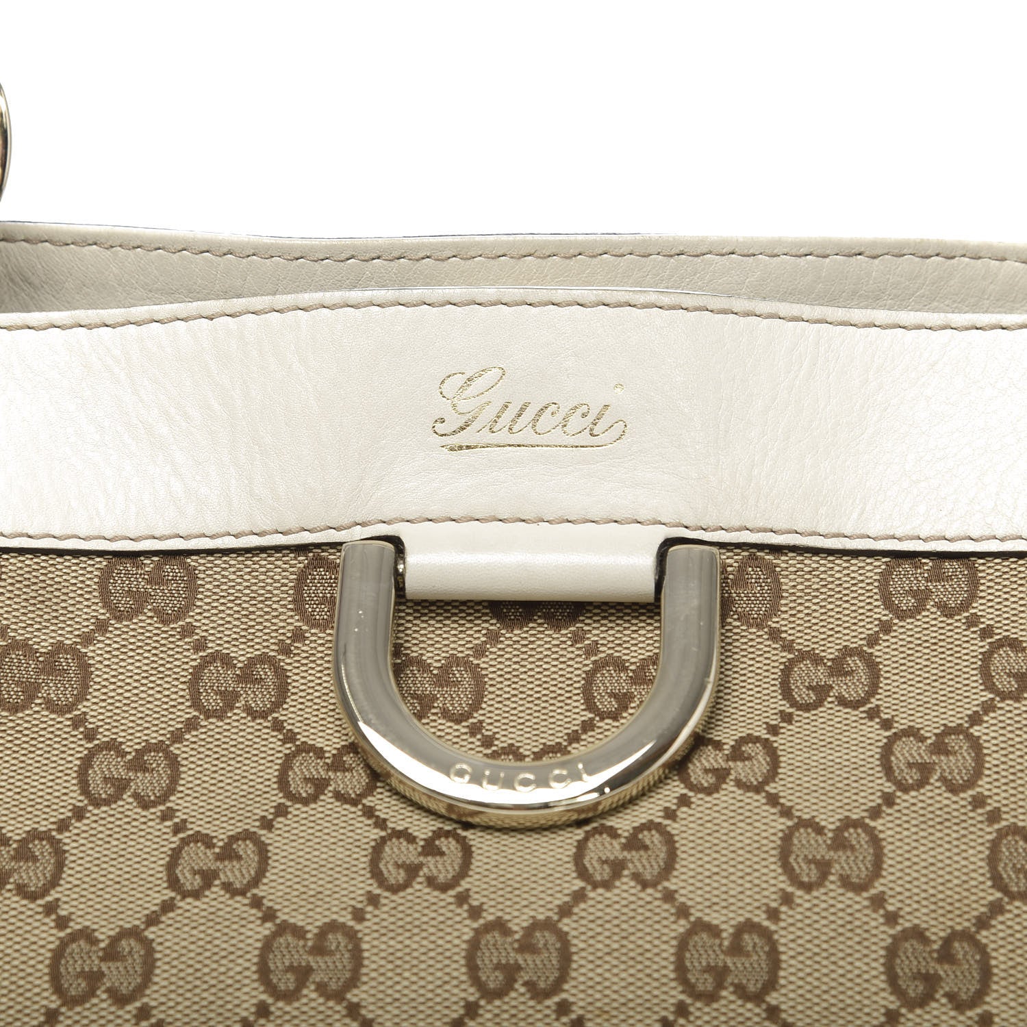 Gucci Monogram Medium D Gold Tote Bag White 14 of 14