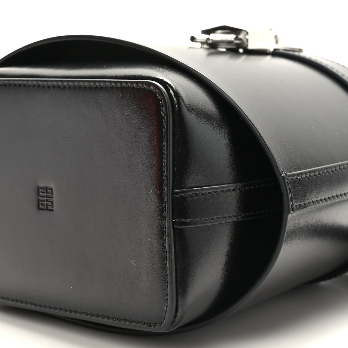 Box Calfskin Shark Lock Bucket Bag Black
