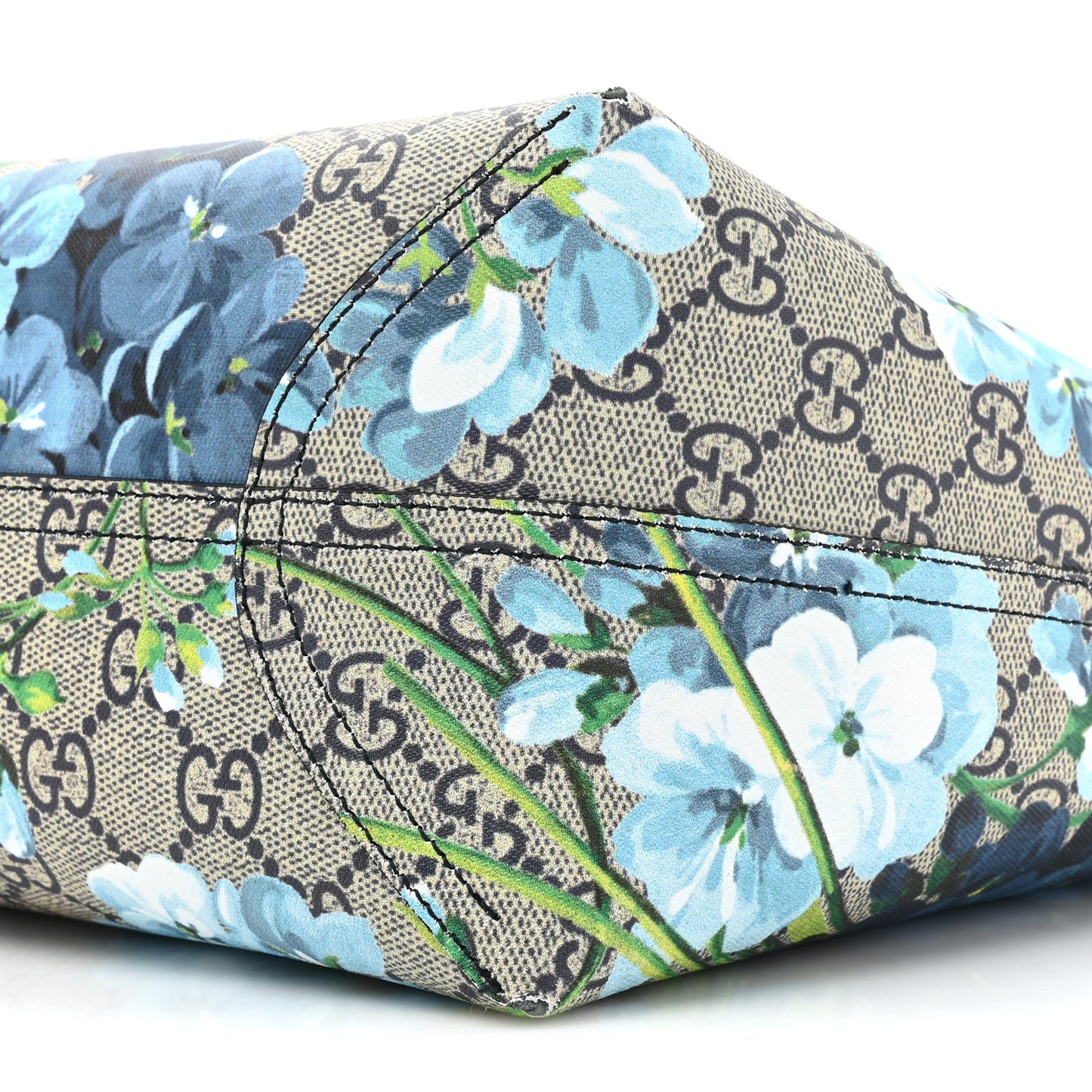 GG Supreme Monogram Blooms Medium Reversible Tote Beige Blue Navy