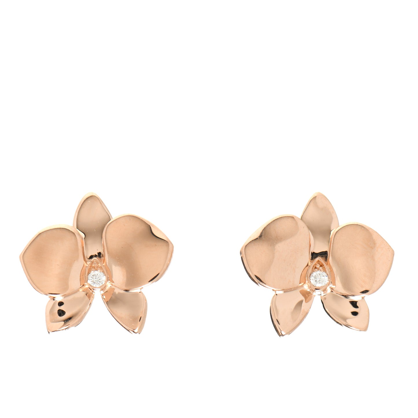18K Pink Gold Diamond Caresse D'Orchidees Par Cartier Earrings