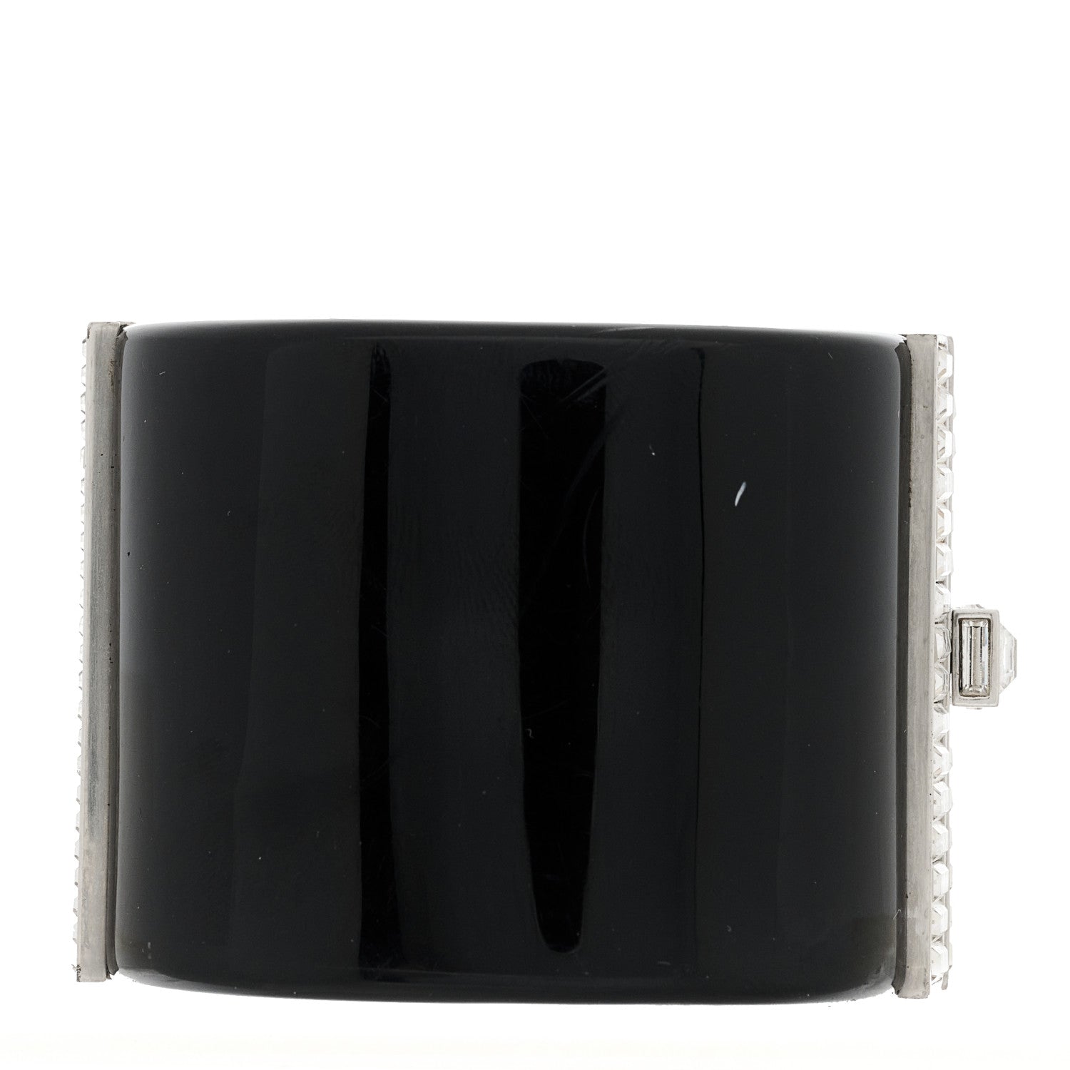 Chanel Resin Baguette Crystal CC Cuff Bracelet M Black 3 of 4
