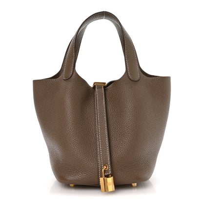 Hermes Taurillon Clemence Picotin Lock 18 PM Etoupe 1 of 10