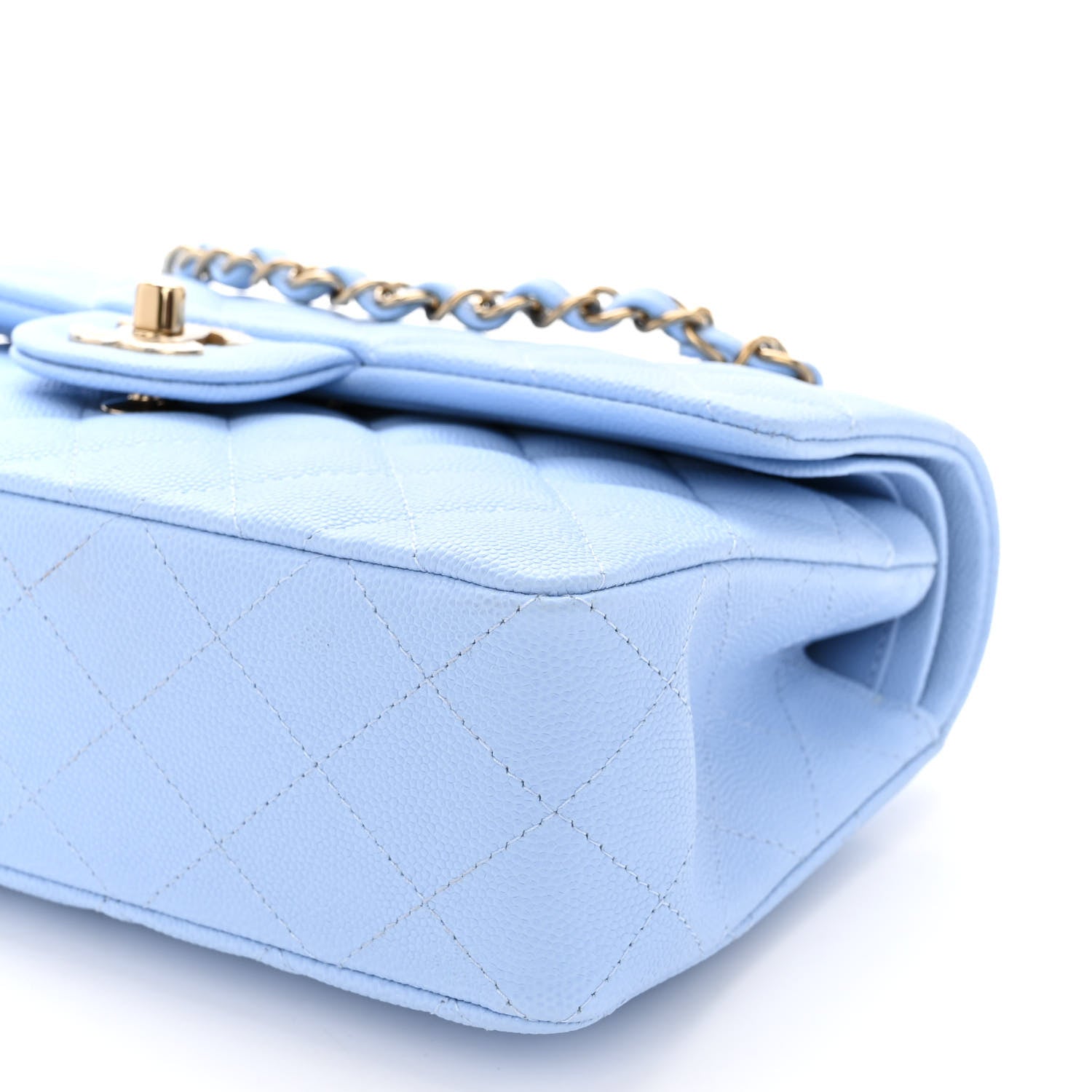 Chanel Caviar Quilted Small Double Flap Light Blue 10 of 10