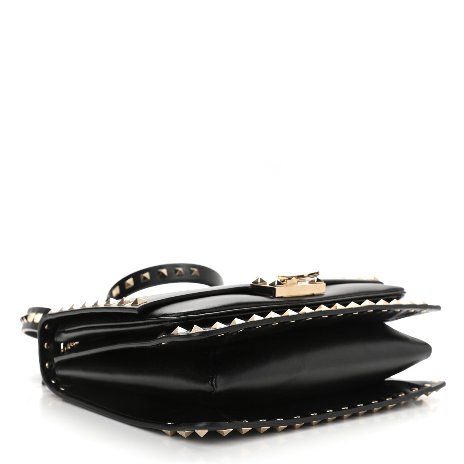 Valentino Garavani Vitello Rockstud Top Handle Shoulder Bag Black 4 of 10