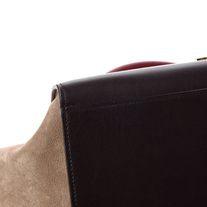 Celine Bullhide Calfskin Nubuck Medium Tri-color Trapeze Burgundy 6 of 12