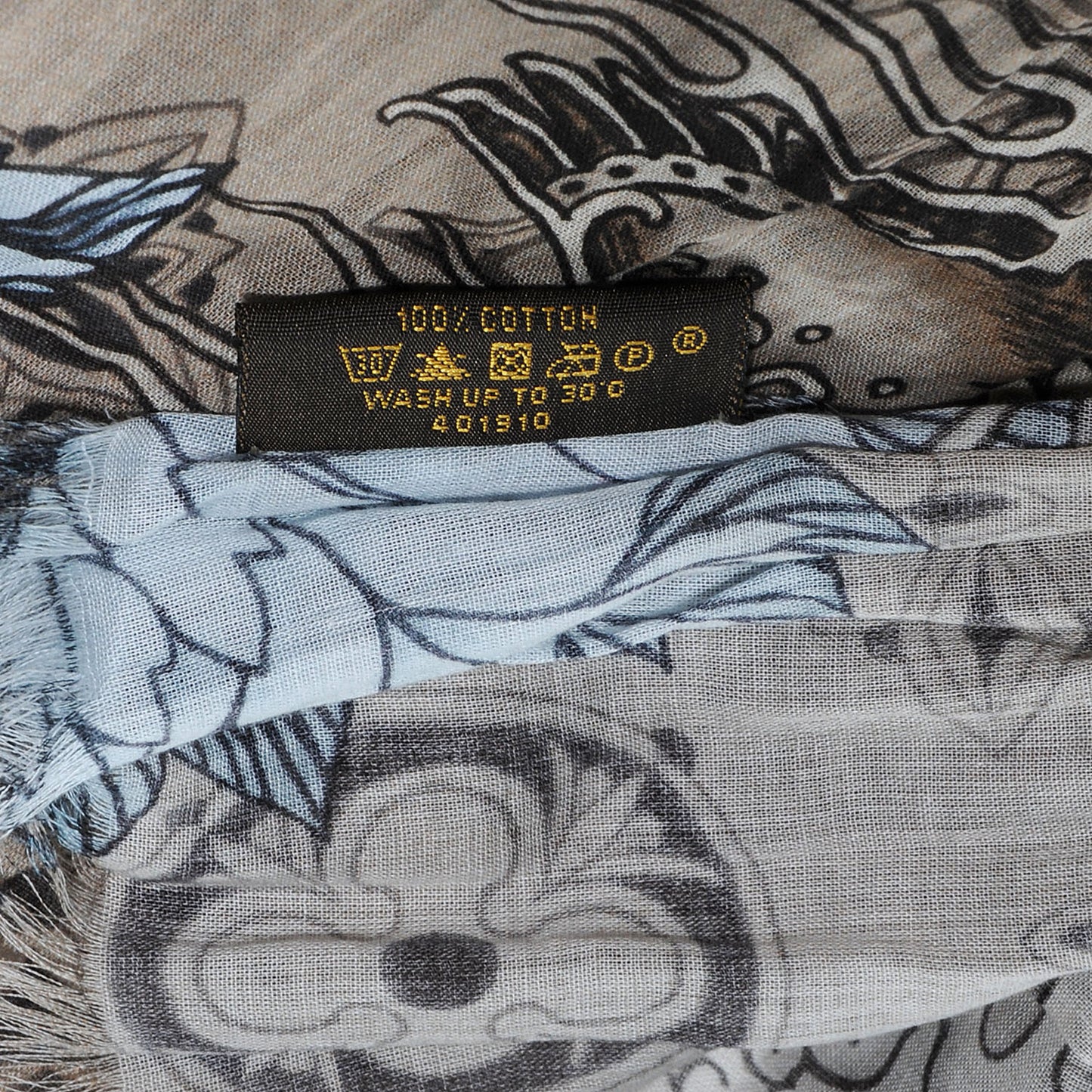 Cotton Etole Tattoo Scarf Kaki