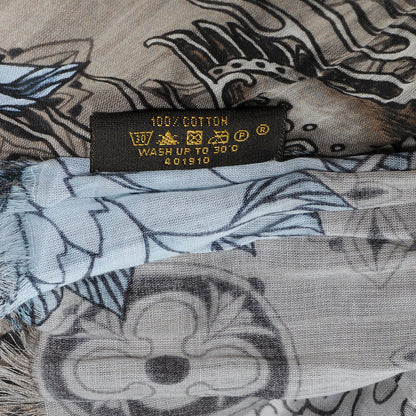 Louis Vuitton Cotton Etole Tattoo Scarf Kaki 5 of 8