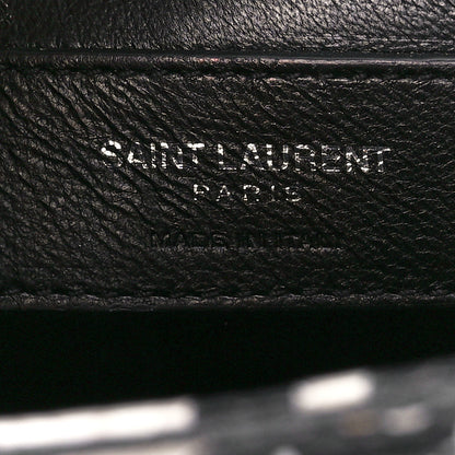 Saint Laurent Calfskin Snakeskin Embossed Small Classic Monogram Kate Tassel Satchel White Black 6 of 11