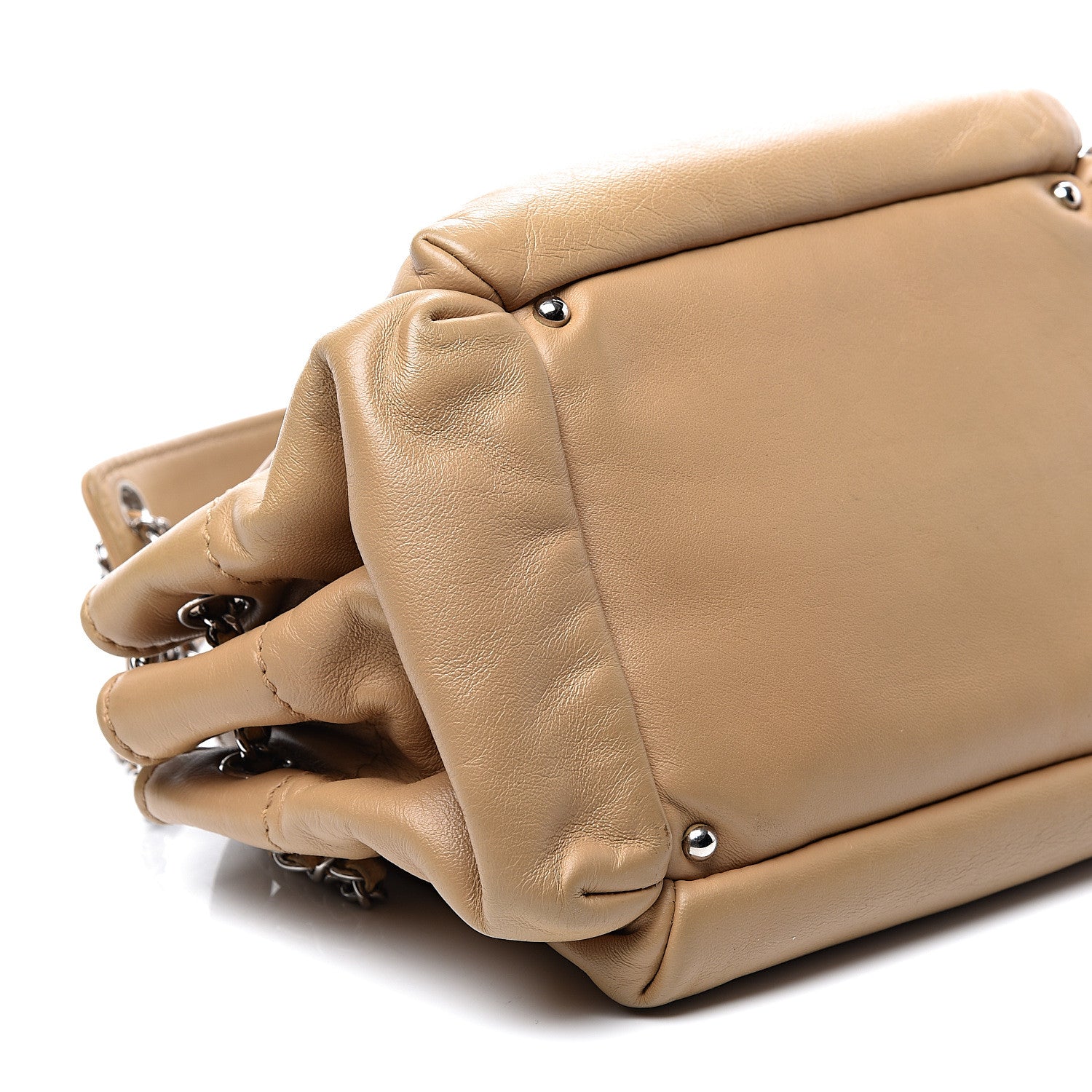 Chanel Lambskin Lax Accordion Hobo Beige 7 of 9
