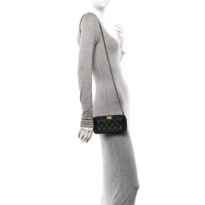Chanel Lambskin Quilted Small Boy Clutch With Chain Black 2 of 13