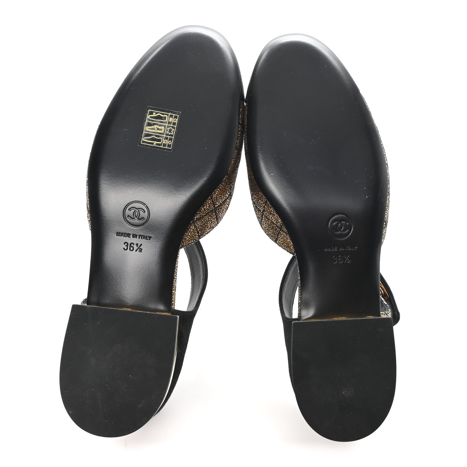 Chanel Laminated Suede Kidskin Grosgrain Quilted Cap Toe Ballerina Flats 36.5 Gold Black 11 of 20