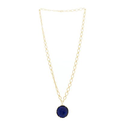 Irene Neuwirth 18K Yellow Gold Diamond Lapis Lazuli Oval Link Large Pendant Necklace 3 of 6
