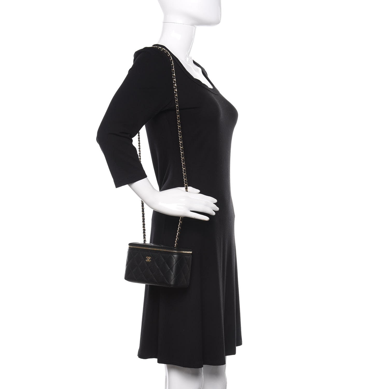 Chanel Caviar Quilted Small Vanity Case With Chain Black 2 of 11