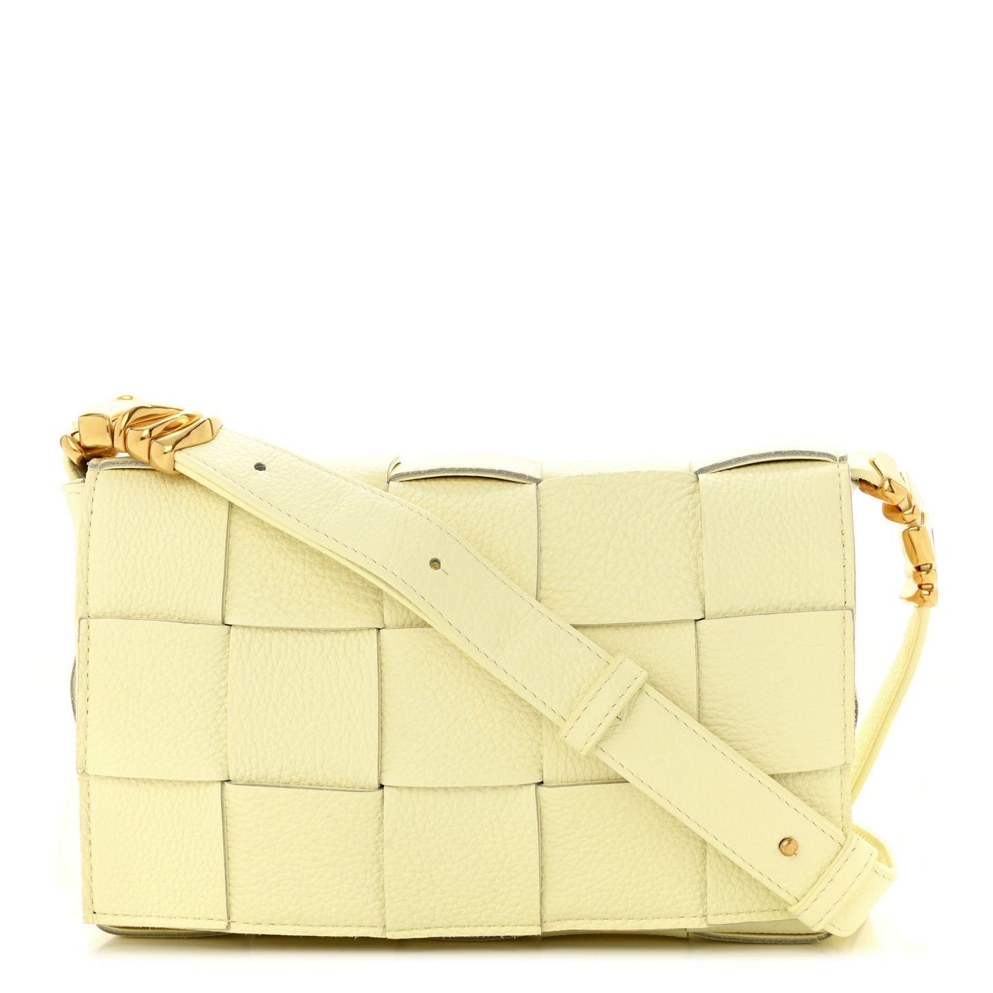 Grained Calfskin Maxi Intrecciato Cassette Crossbody Bag Ice Cream
