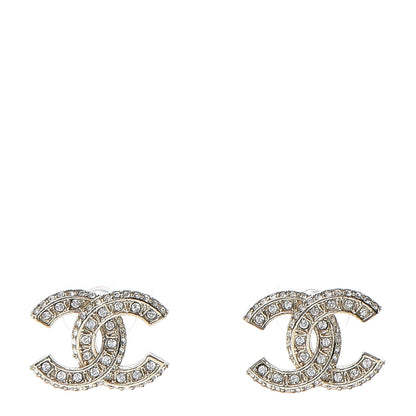 Chanel Crystal Timeless CC Earrings Light Gold 1 of 5