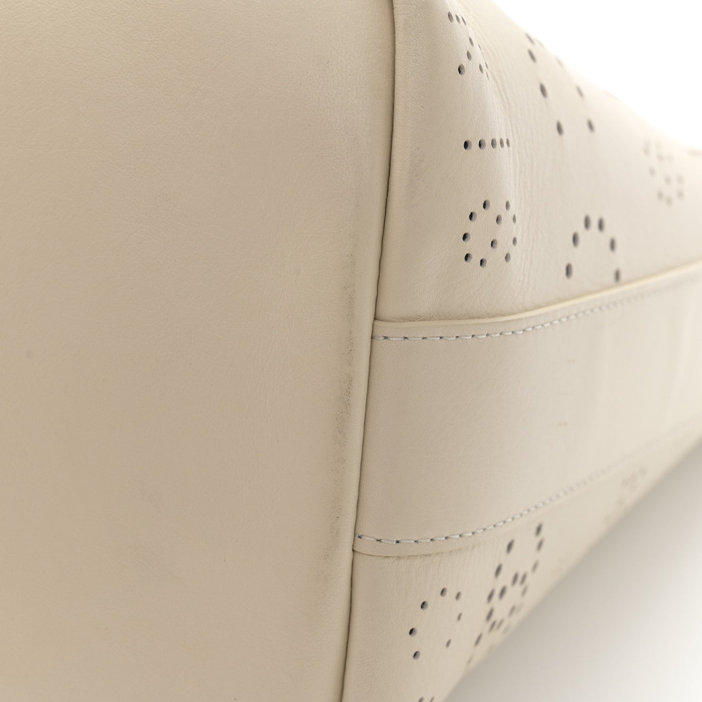 Calfskin Tweed Small Logo Eyelets Shopping Tote Beige