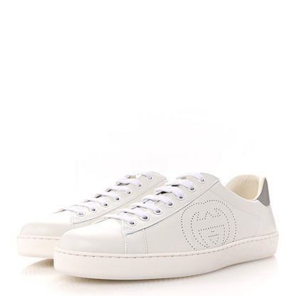 Gucci Calfskin Interlocking G Perforated Mens Ace Sneakers 9.5 White Grey Sky 4 of 11