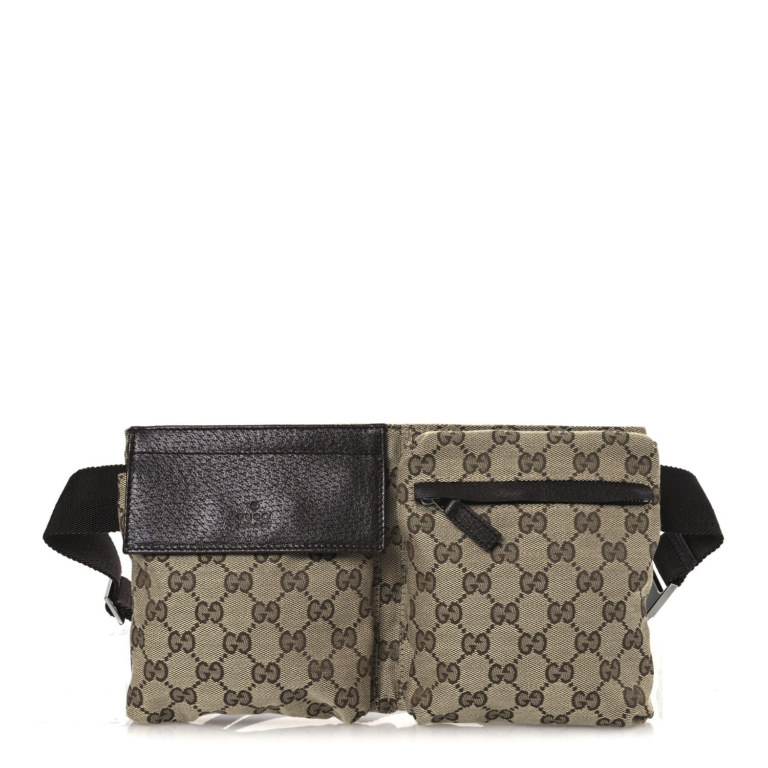 Gucci GG Monogram Double Pocket Belt Bag Dark Brown 1 of 10