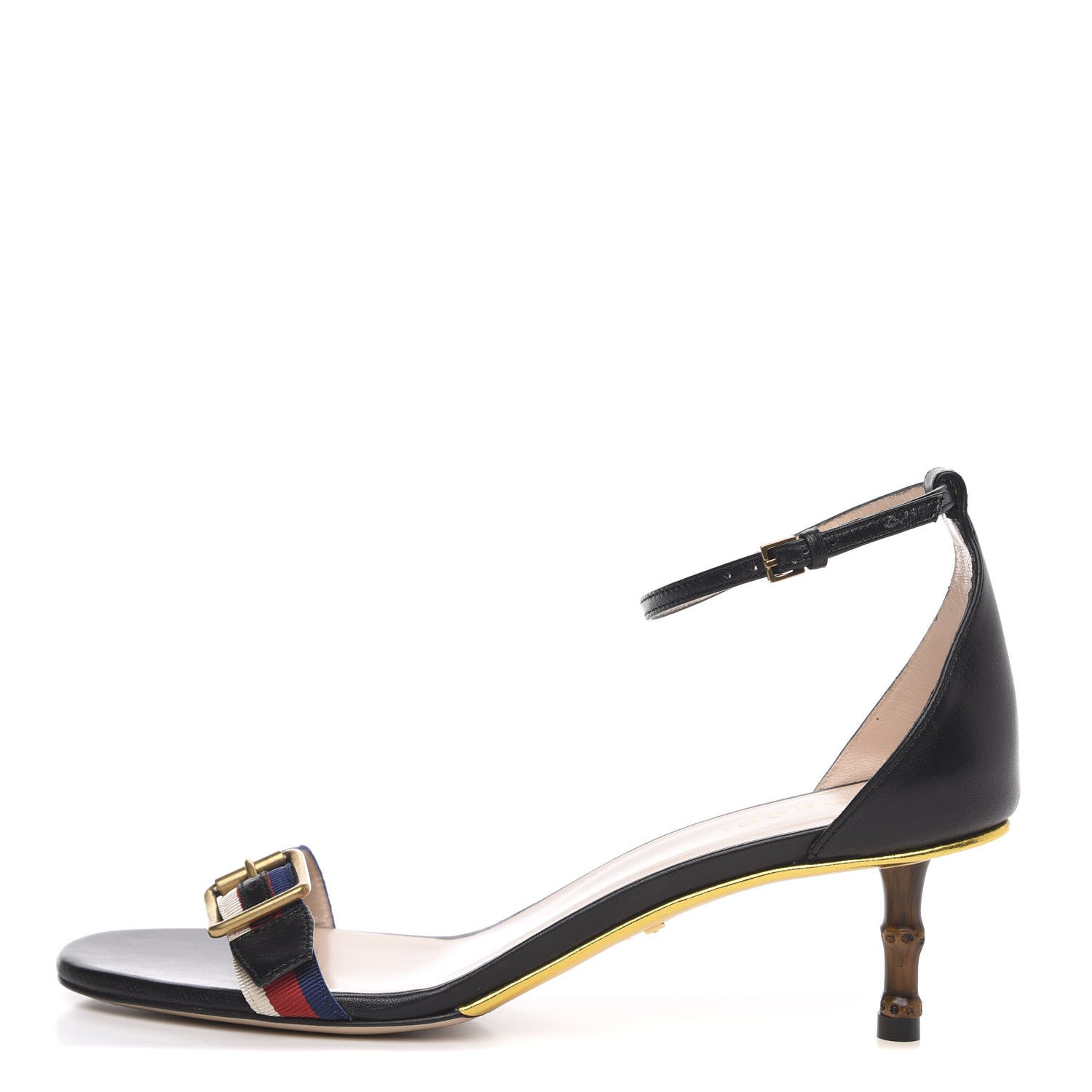 Gucci Calfskin Grosgrain Sylvie Sandals 38 Black 1 of 8