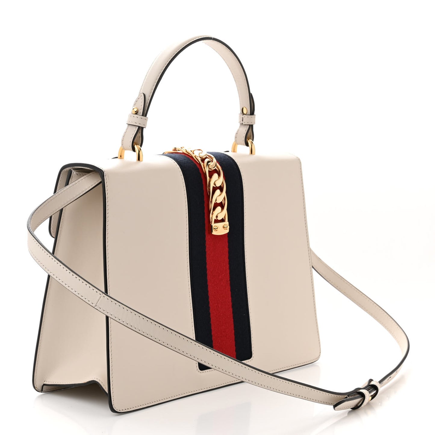 Calfskin Floral Medium Sylvie Top Handle Bag Off White