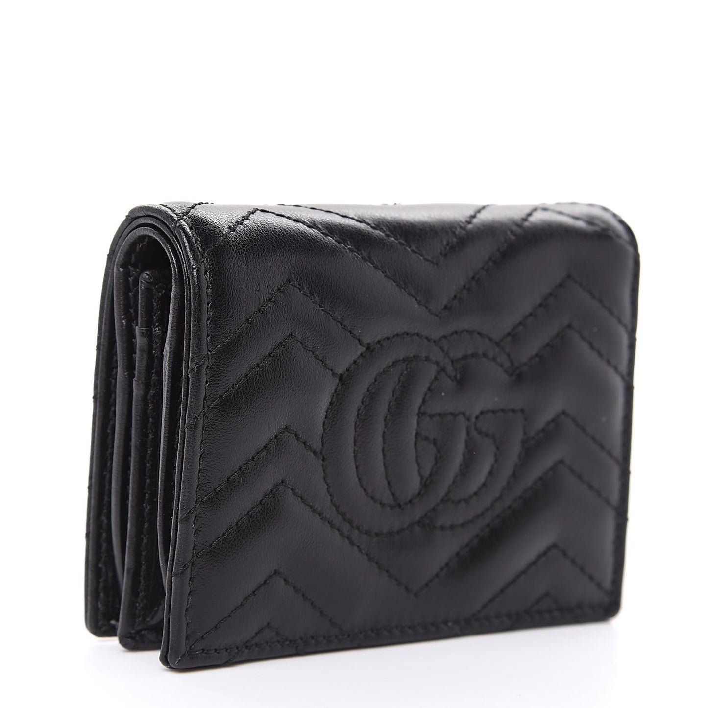 Calfskin Matelasse GG Marmont Card Case Wallet Black