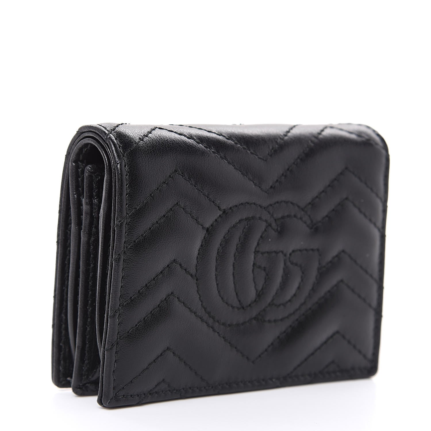 Gucci Calfskin Matelasse GG Marmont Card Case Wallet Black 3 of 7