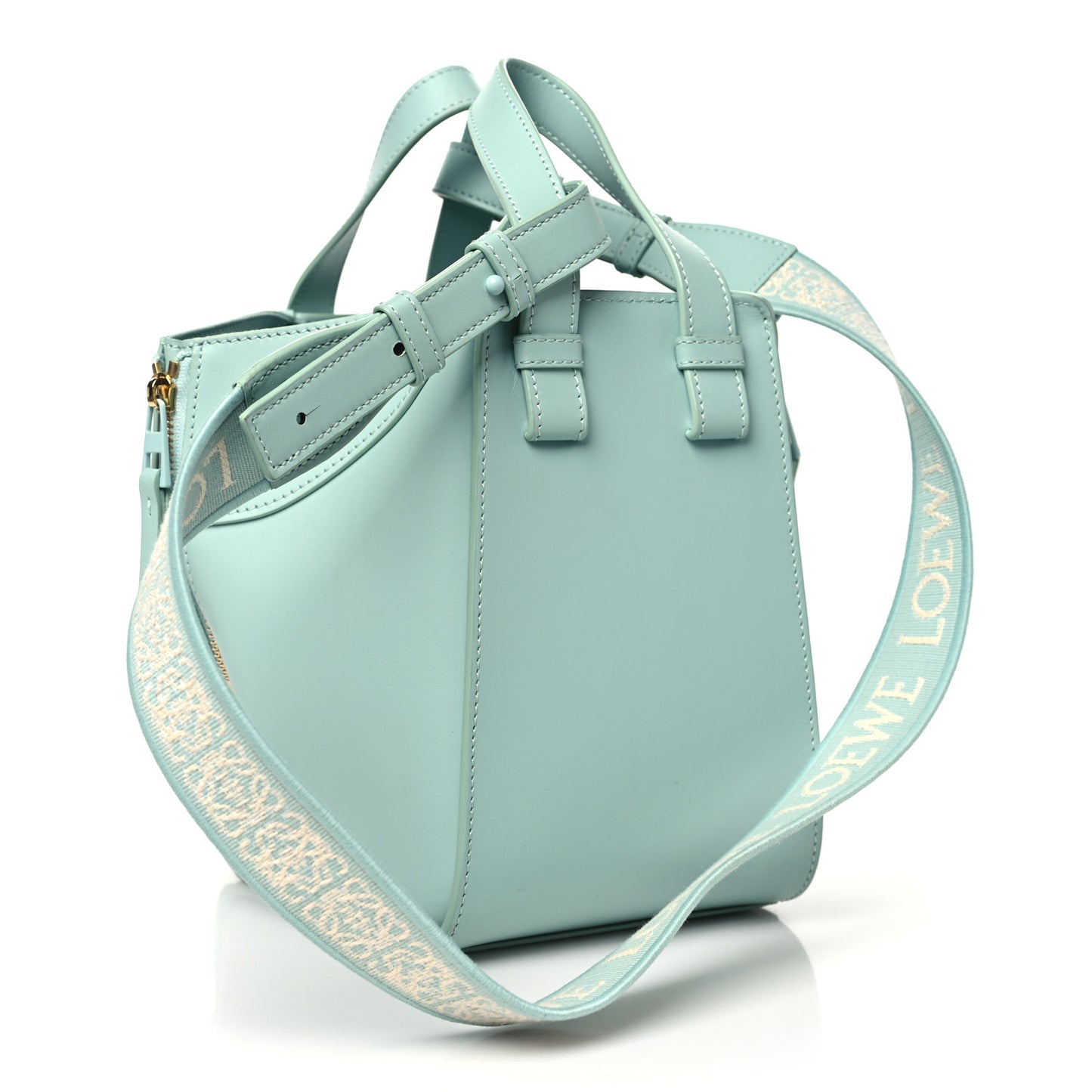 Satin Calfskin Compact Hammock Shoulder Bag Celadon Glaze