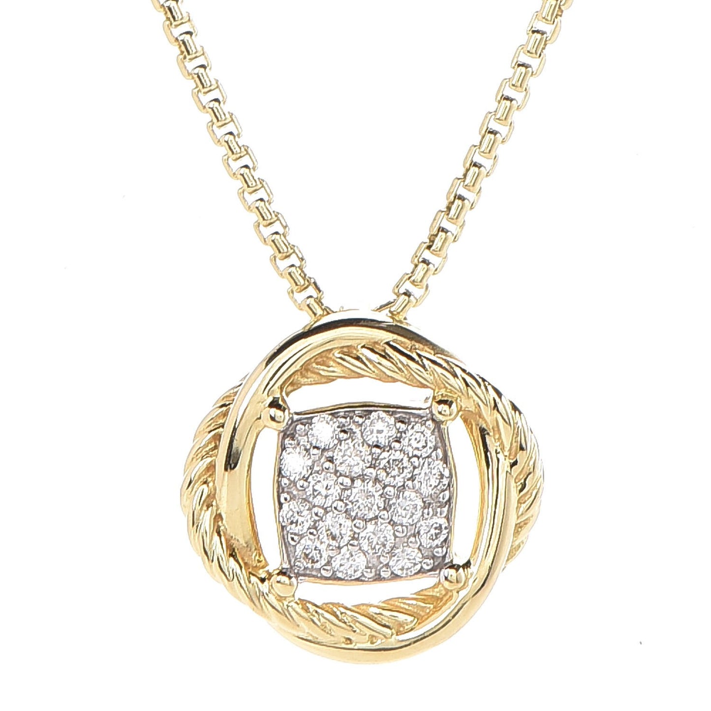18K Yellow Gold Diamond 7mm Infinity Pendant Necklace