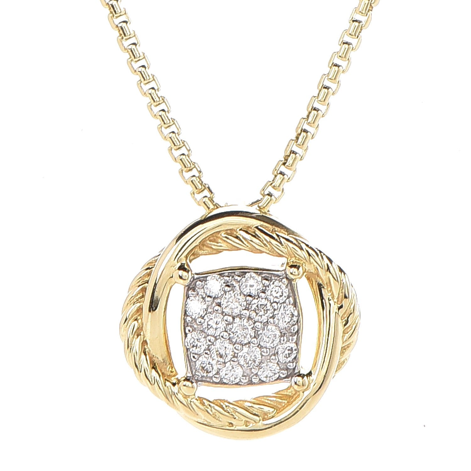 David Yurman 18K Yellow Gold Diamond 7mm Infinity Pendant Necklace 4 of 7